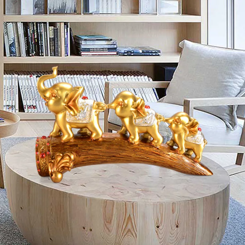 

New Resin Elephant Figurines Souvenir Gifts Trunk Up Fengshui Lucky Elephant crafts Garden Decoration Living Room Ornaments