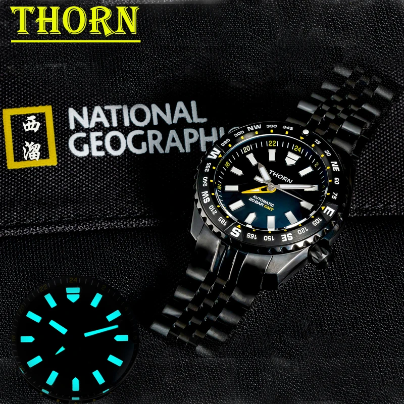 

Men's Classic Big GMT Automatic Watches 6460 Mov't BGW-9 Super Luminous Stainless Steel Diver Watch