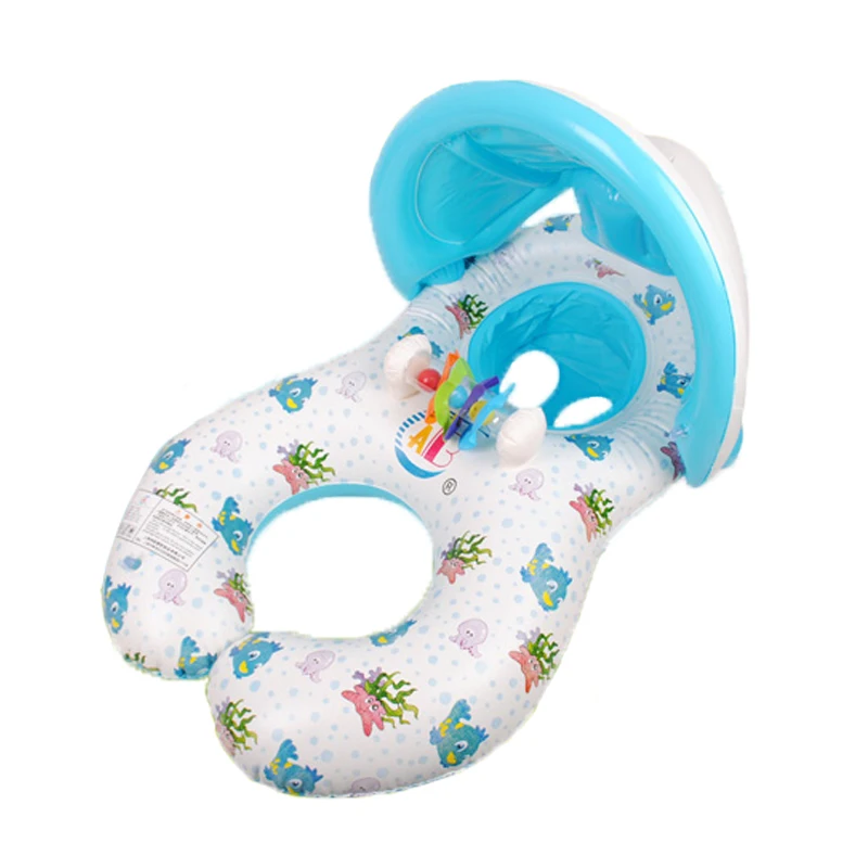 

Portable Baby Pool Float Neck Ring With Subshade Portable Mother Children Swim Circle Inflatable Safety Swimming Ring Float Seat