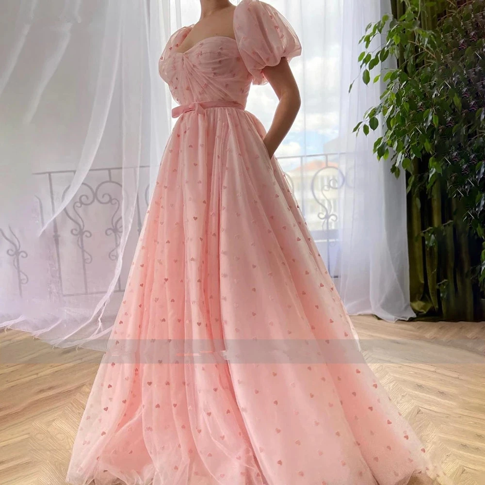 

Evening Dress Square Collar Sweep Train Mono Pastrol Floor-Length A-LINE Chiffion Appliques Draped Sashes Tulle Prom New