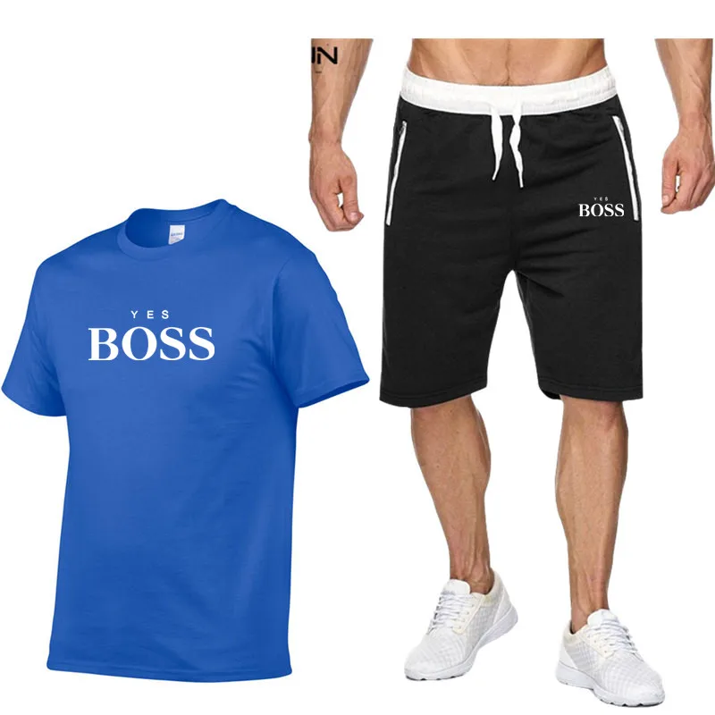 

2021 popular new cotton men's T-shirt + Sports Shorts Set summer high quality cotton T-shirt sports running set Hot