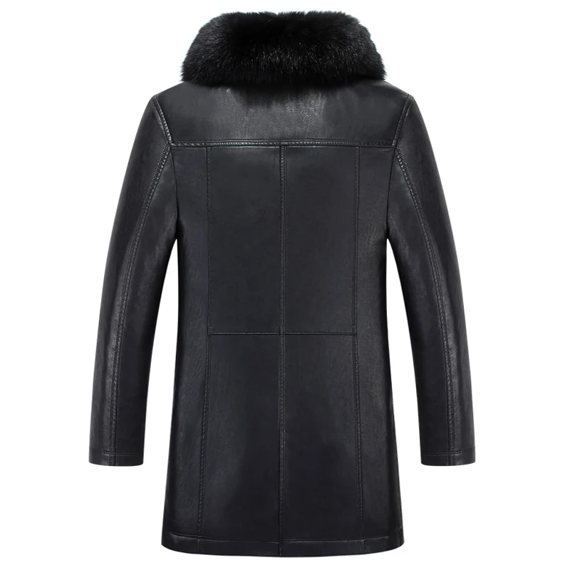 Russian Winter Warm Fleece Trench Coat Men Plus Size 4XL Removable Fur Collar Mens Sheepskin Jacket and Coats With Wool Velvet | Мужская