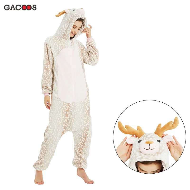 Рождественская Пижама с оленем комбинезон одежда для сна зимняя единорогом