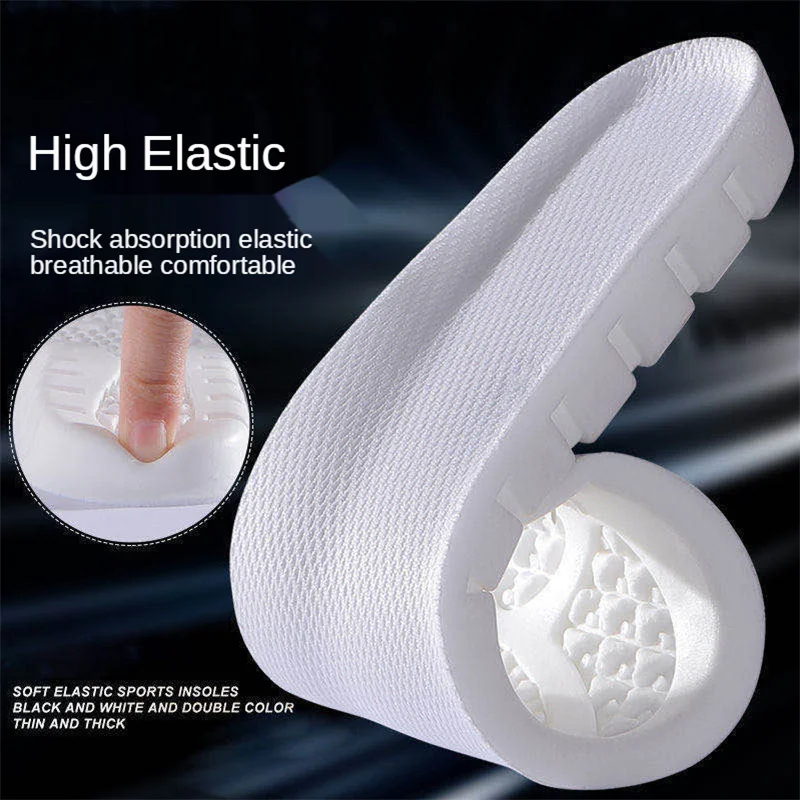 Sports High Elastic Kinetic Energy Ultra-Light Insoles Sweat ShockAbsorbent Deodorant Breathable EVA Soft Shoes Pad Brioche