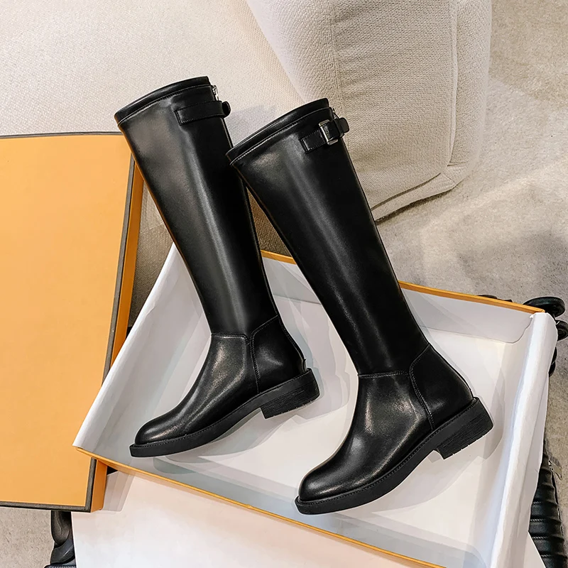 

High Quality Knee High Boots 2020 New Arrival Flats Round Toe Winter Shoes Woman Warm Knight Boots Footwear Size 35-39