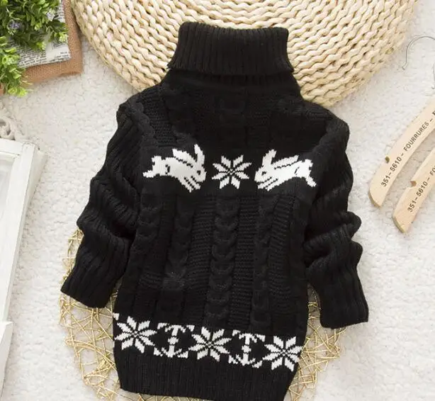 flower black MERI AMMI/Одежда для мальчиков и девочек; зимняя теплая водолазка с длинными рукавами; трикотажные толстовки с рисунком медведя для детей 2-9 лет; J722 - Цвет: flower black