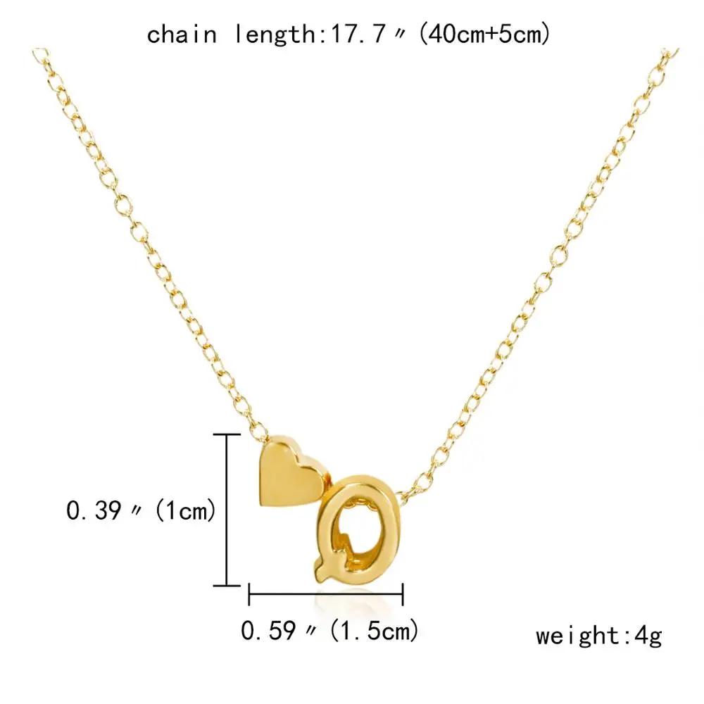 

Fashion Simple Alphabet Heart-shaped Necklace For Women Girls 26 Letters Pendant Chokers Clavicle Chain Necklaces Female Jewelry