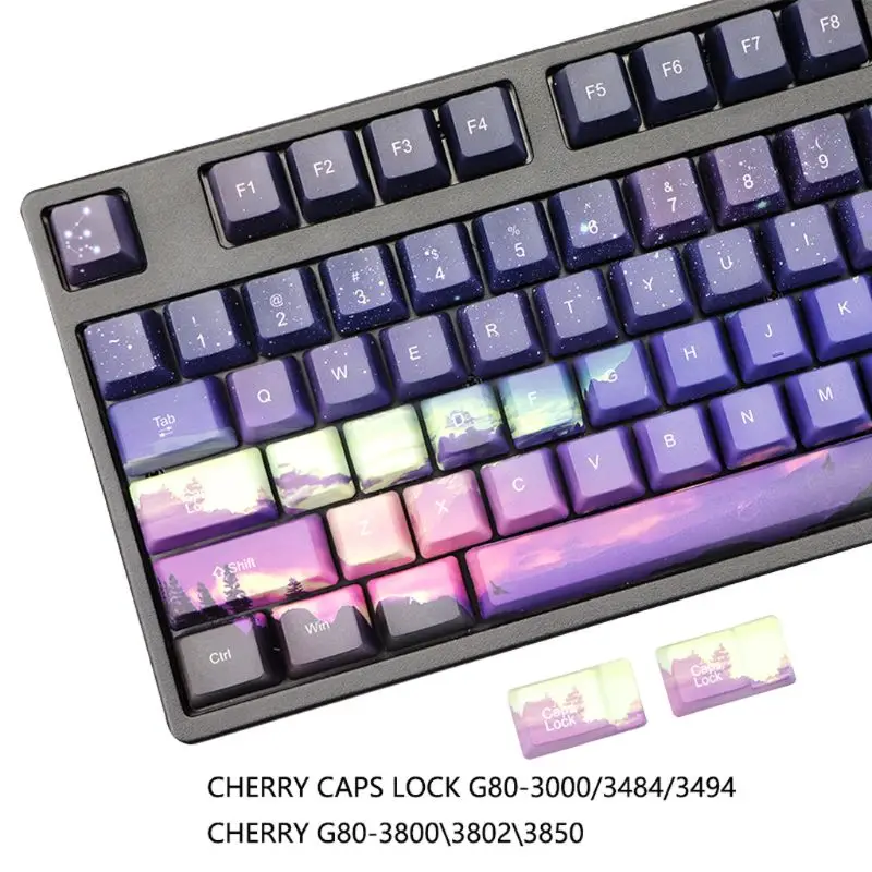 

5 Sides Dye-subbed OEM PBT Keycap Mechanical Keyboard Keycaps Purple Dawn Light