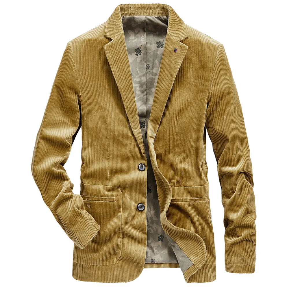 GATMSTZ Men's Casual Corduroy Blazer Vintage Notch Lapel Regular Fit Suit Jacket 