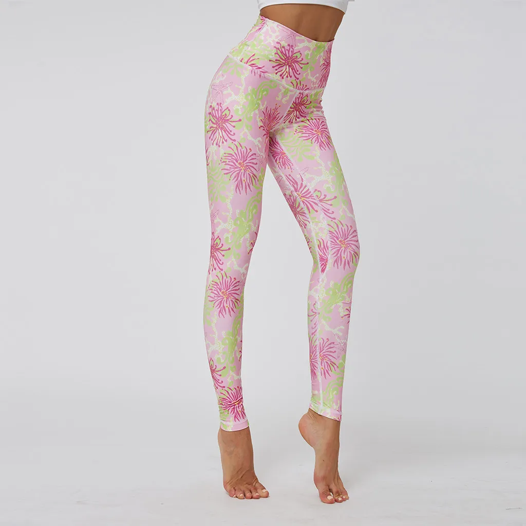Йога Брюки для женщин высокая талия с рисунком спортивные Леггинсы фитнеса