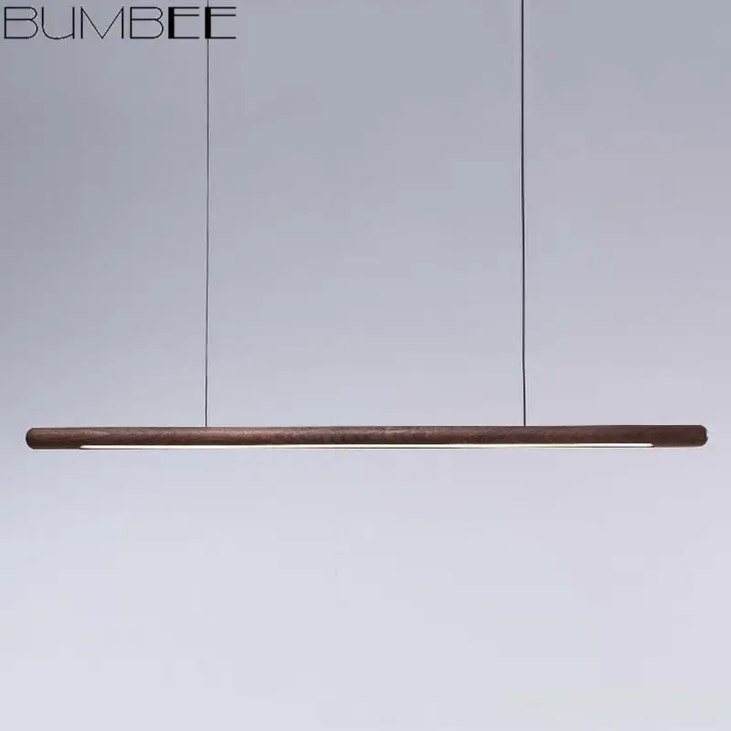 Скандинавские деревянные длинные подвесные светильники дизайнерские кухонные
