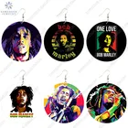 SOMESOOR One Love Bob Marley, африканские деревянные висячие серьги, черный герой, искусство, печатные хип-хоп петли, Висячие ювелирные изделия для женщин, подарки