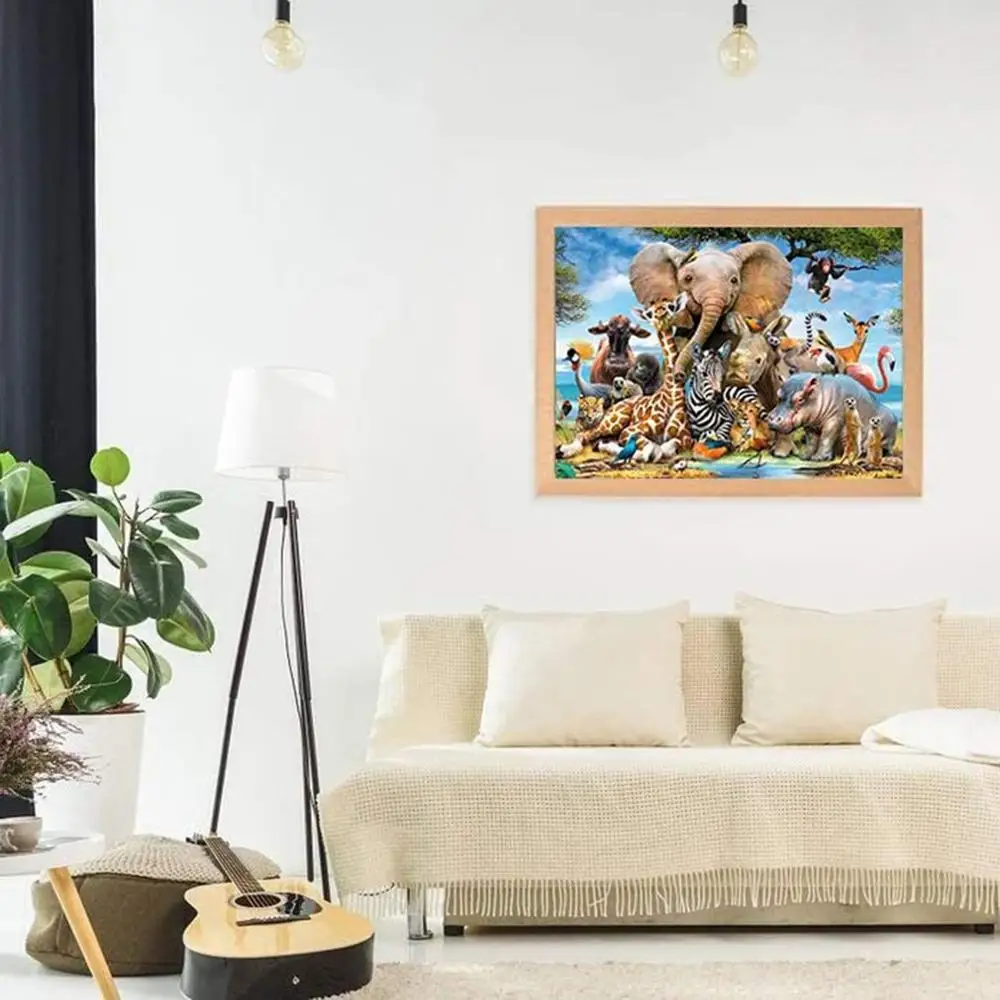 Чистая деревянная 1000 штук головоломка Африканские животные картина для взрослых