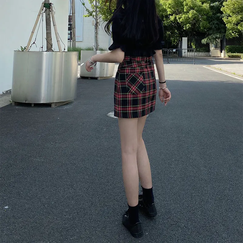 

New Summer Women's Classic Plaid Skirt Female High Waist Bag Hip Women Skirt Harajuku Kawaii Skirts Mujer
