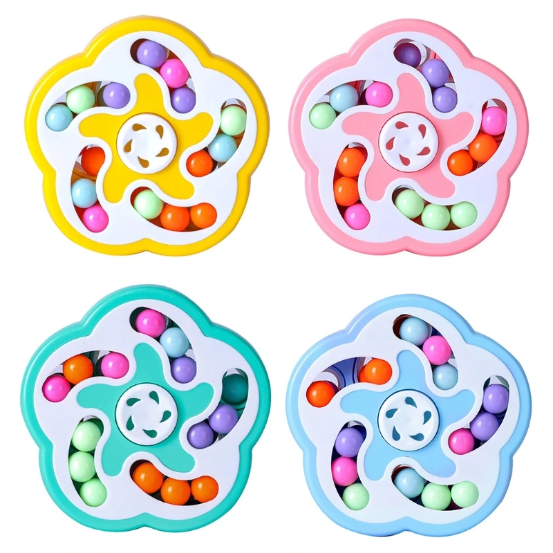 

Rotating Magic-Beans Finger Spinner Cube Double Side Interactive Playhouse Education Toy for Anxiety Relief Toddler Gift 87HD