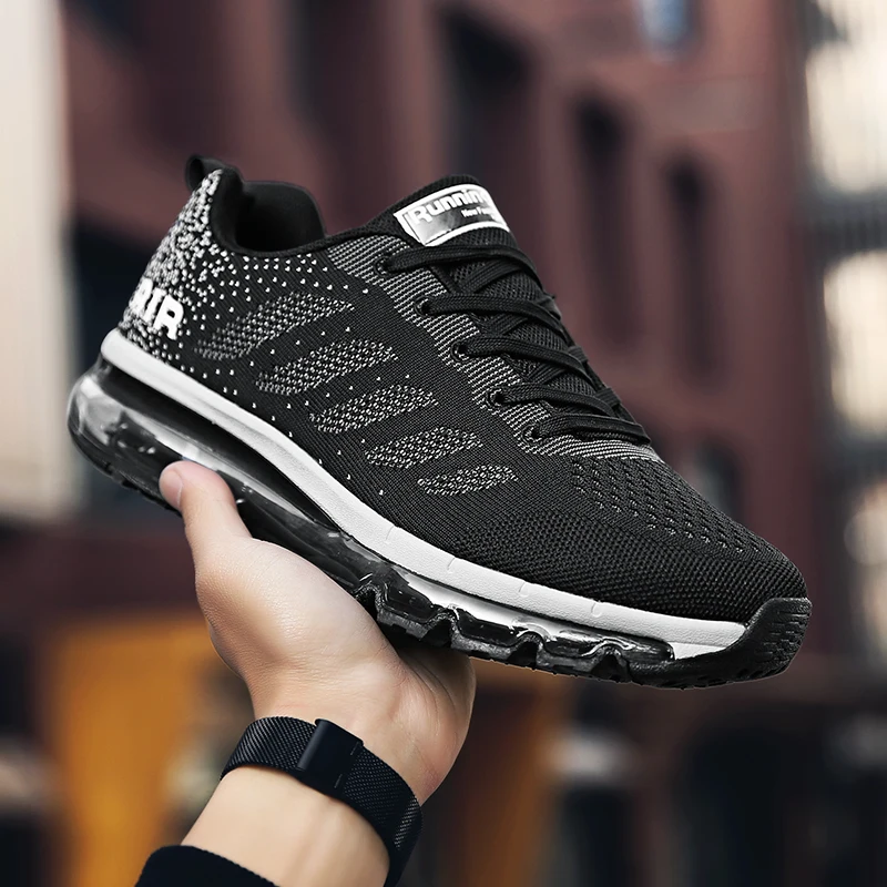 

Men's Sports Shoes Fly Woven Air Cushion Large Size Shoes Mesh Breathable Casual Shoes Outdoor Comfortable Fitness Walking Shoes