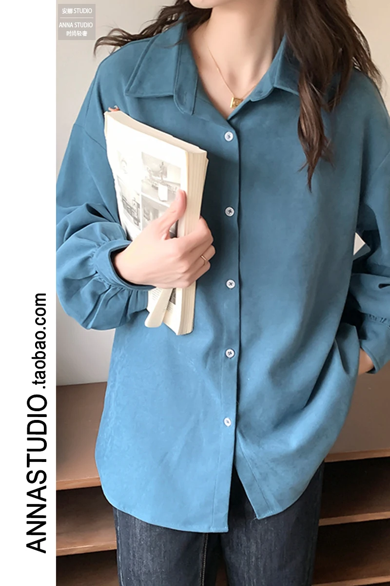 

Corduroy Brushed Shirt Women Fall and Winter Loose Stacking Design Sense Versatile Niche Long-sleeved Shirt Jacket