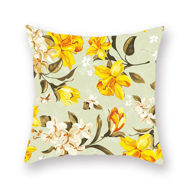 

American Country Flower Pattern Double-sided Polyester Pillowcase Afternoon Wicker Chair Leisure Home Cushion Cover Decoration
