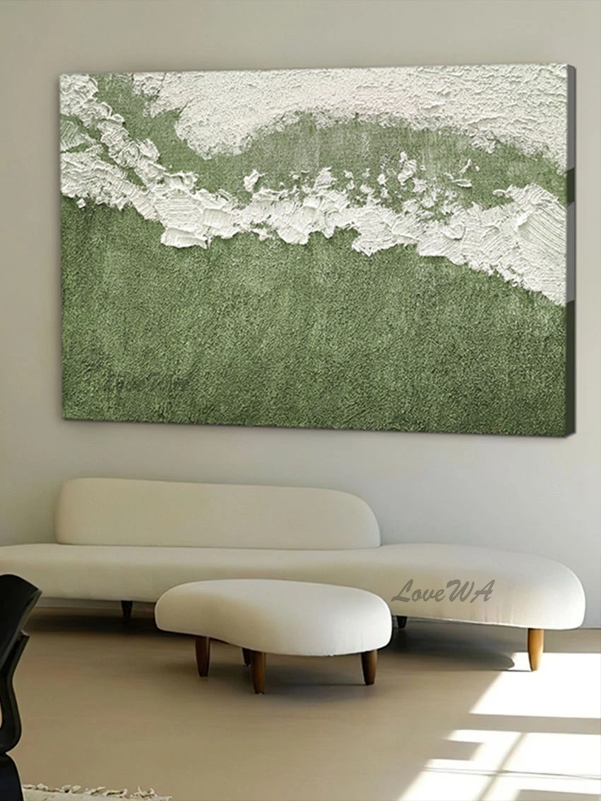 Новое поступление Современная зеленая простая абстрактная живопись холст