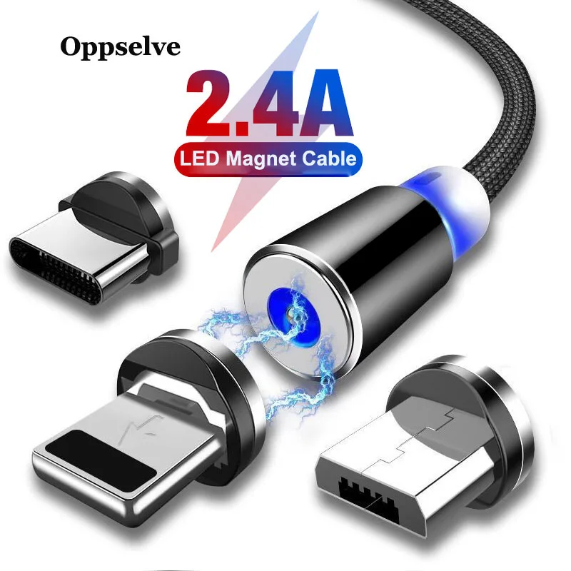Магнитный кабель 1 м 2 Micro USB Type C для iPhone 11 XS Samsung быстрая зарядка магнитные зарядные