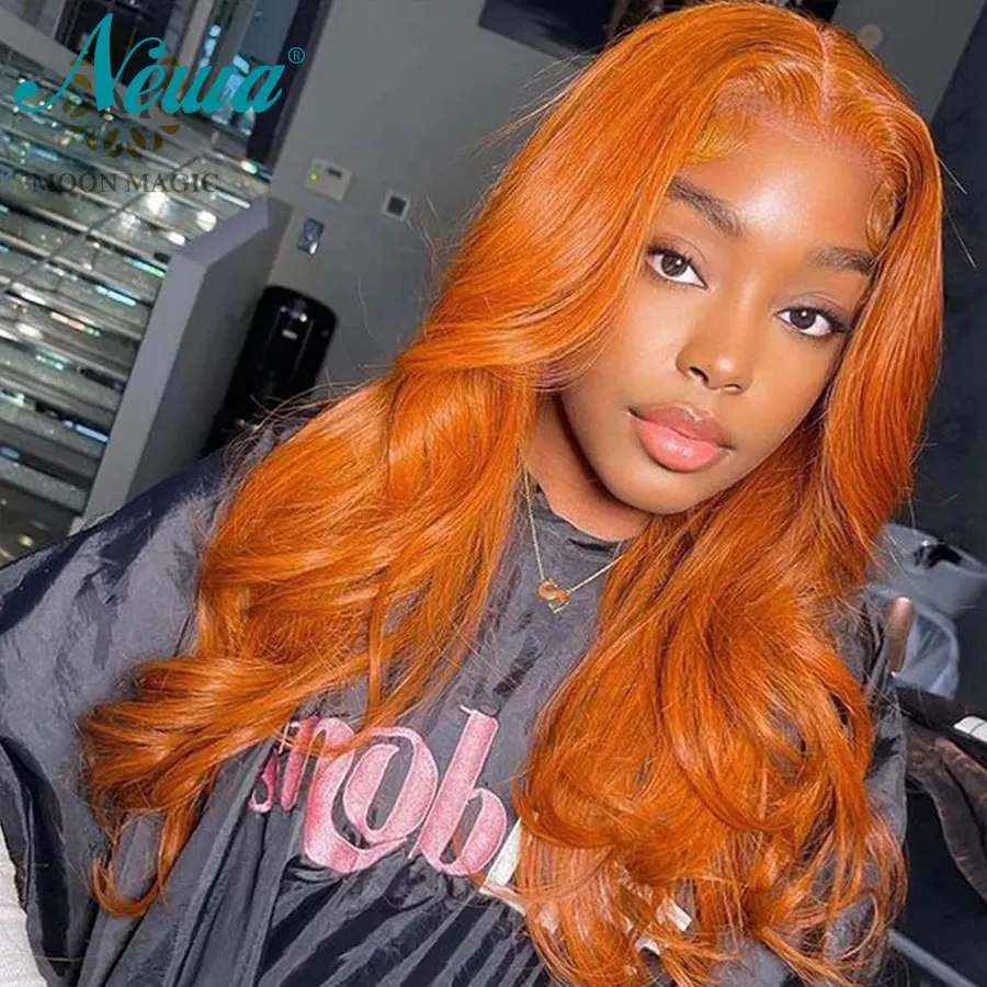 Парики Newa из апельсинового имбиря на сетке спереди парики человеческих волос
