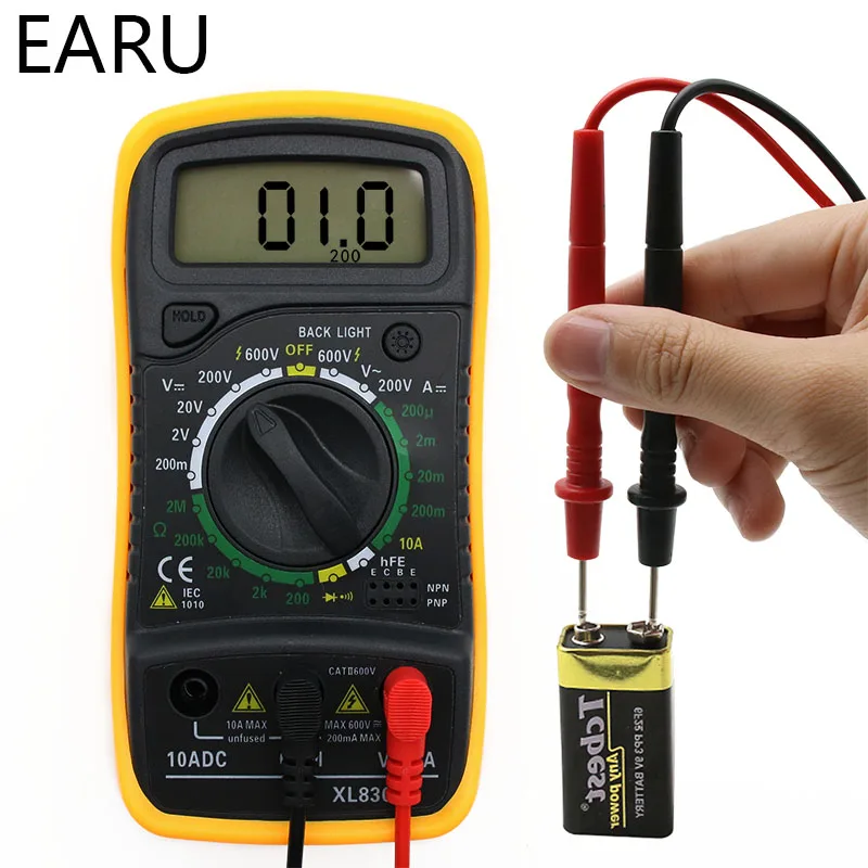 Portable Digital Multimeter Backlight AC/DC Ammeter Voltmeter Ohm Tester Meter XL830L Handheld LCD Multimetro Voltage Current |