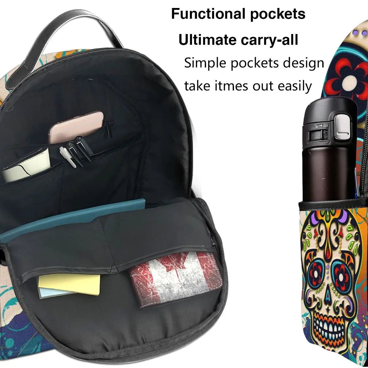 

Women Shoulder Bag Sugar Skull Mexico Fashion School Bag For Teenage Girl Backpacks Travel Bag