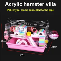 tray style hamster house acrylic cage guinea pig oversized villa package cage transparent small pet feeding box with pipe