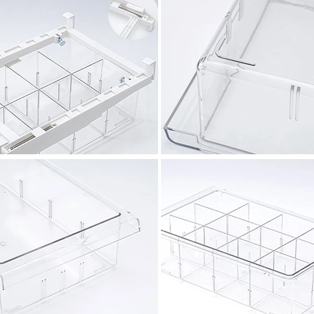 

1/4/8 Compartment PET Refrigerator Drawer Organizer Bin Transparent Fridge Storage Bin Containers For Pantry Freezer