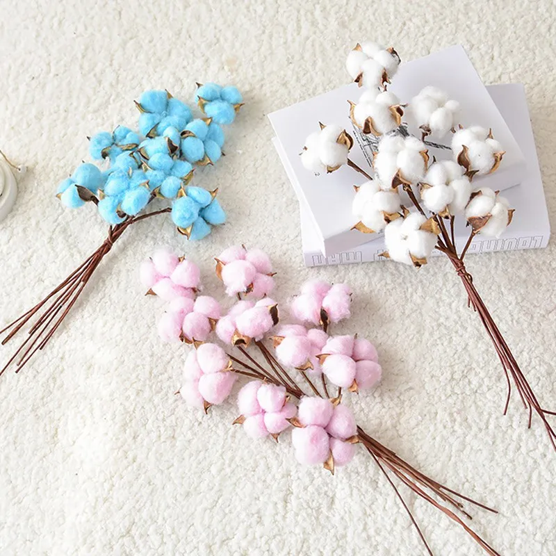 Искусственный хлопок стебли Цветы Хлопок Болл ветви сельский дом деревенский