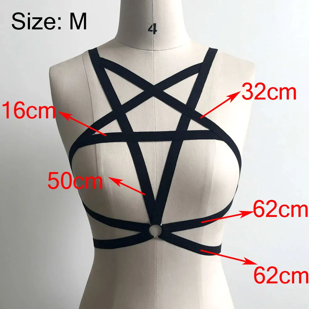 Бюстгальтер женский в форме звезды черный бандажный с чашками пуш-ап S/M/L/XL |