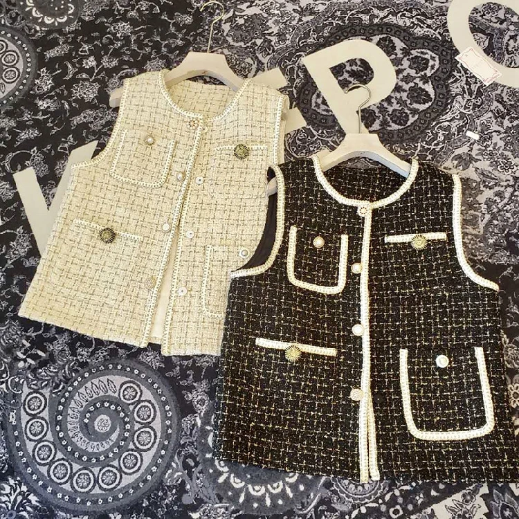 Женский твидовый кардиган без рукавов жилет шерстяная куртка женская зимняя