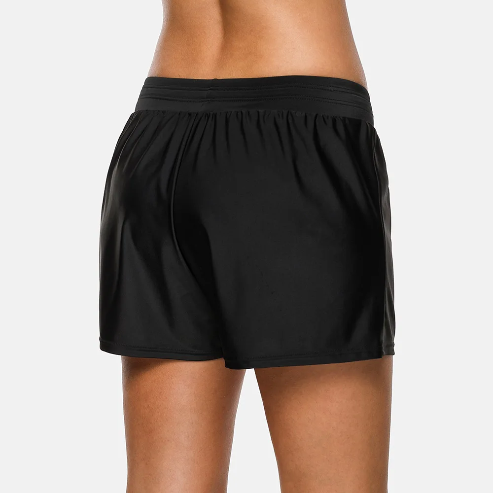 Anfilia Women Swimming Shorts Loose Fit Solid Color Bikini Bottom Strappy Swimwear Briefs Boy Shorts Swimming Trunks