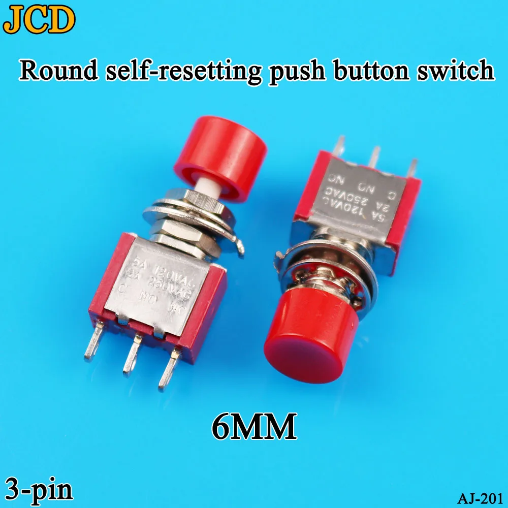 JCD 5pcs 3Pin C-NO-NC 6mm Mini Momentary Automatic return Push Button Switch ON-(ON) 2A 250VAC/5A 120VAC Toggle Switches | Обустройство