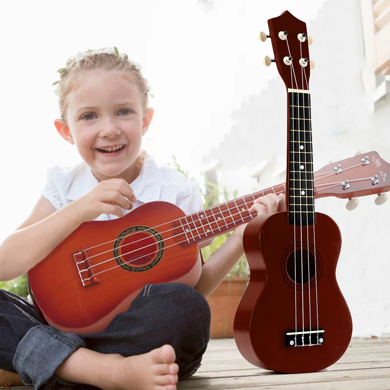 

21 inch Soprano Ukulele 4 Strings Hawaiian Guitar Uke + String + Pick For Beginners kid Gift
