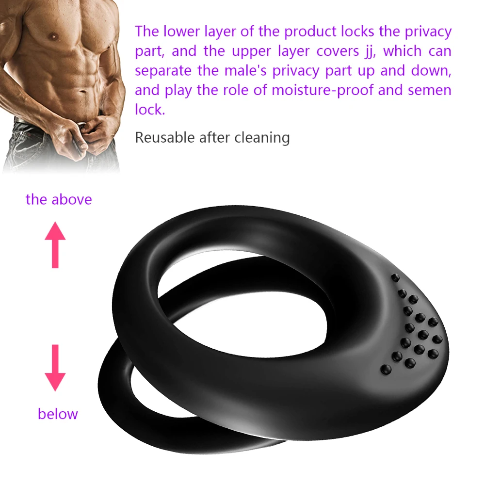 Силиконовое двойное кольцо для пениса эластичное более сильное эрекционное