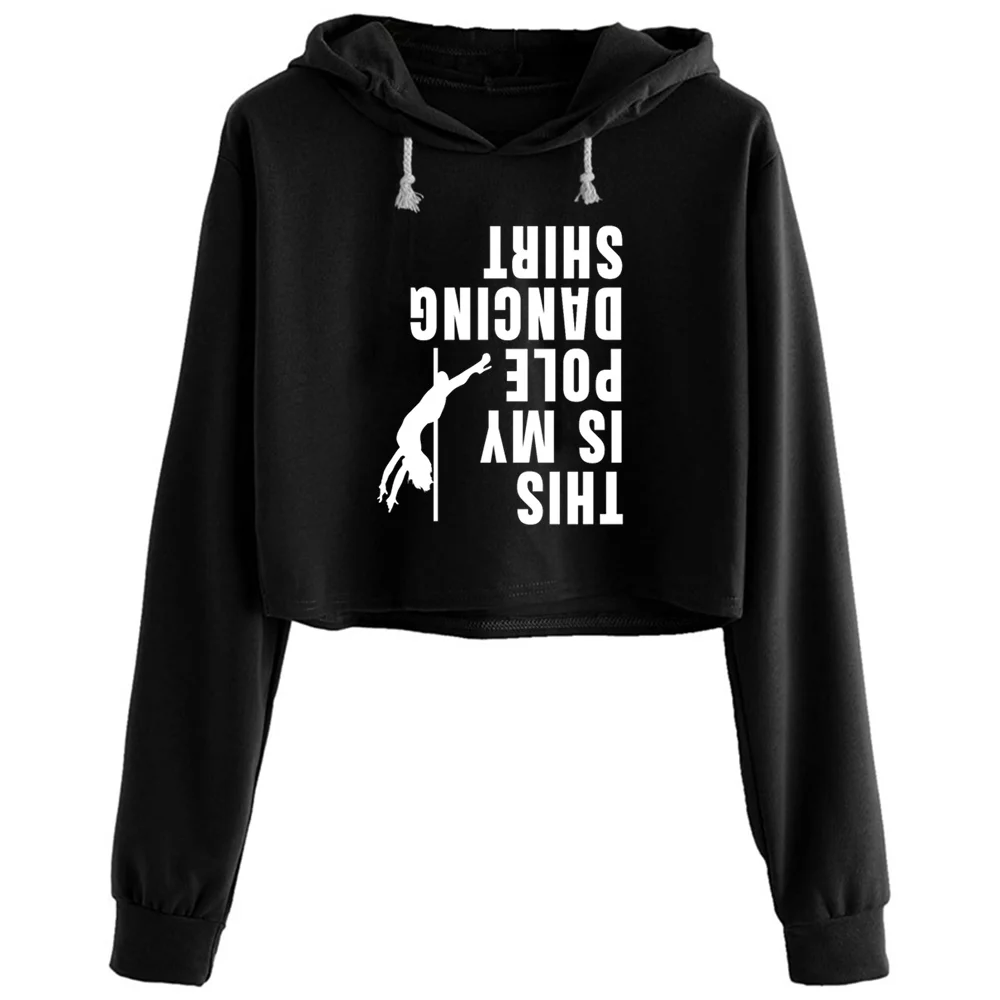 

Pole Dancing Crop Hoodies Women Kawaii Goth Grunge Harajuku Pullover For Girls
