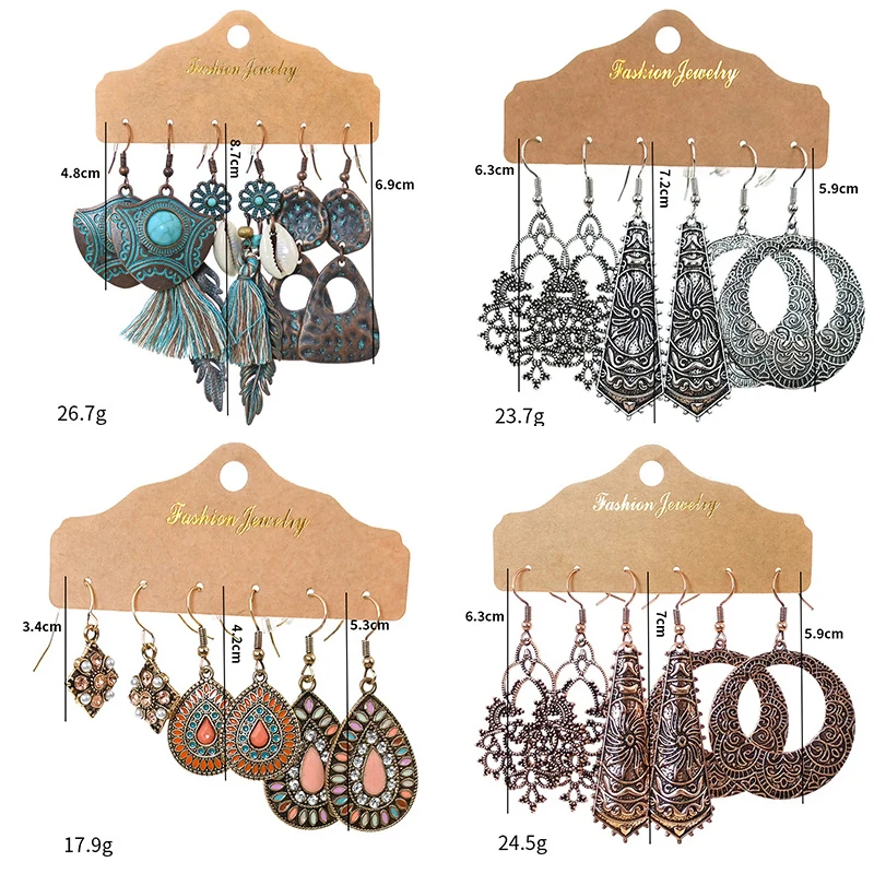 Женские серьги-кисточки LATS Винтажные серьги серебристого цвета в этническом