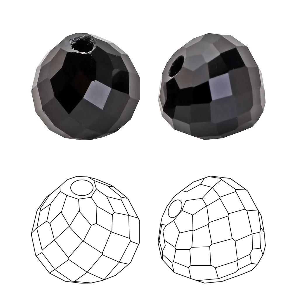 Черные бусины 6/8 мм Свободные Хрустальные стеклянные граненые Рондель для