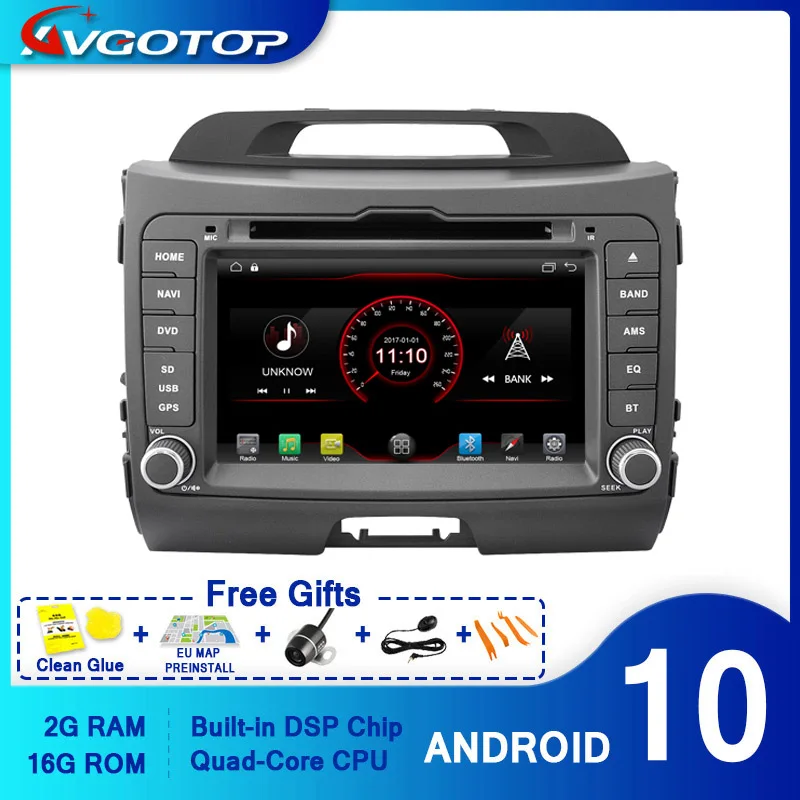 AVGOTOP Android 10 WINCE Bluetooth GPS автомобильный Радио dvd плеер для KIA SPORTAGE 2011 2012 2G 16G MP3 MP4