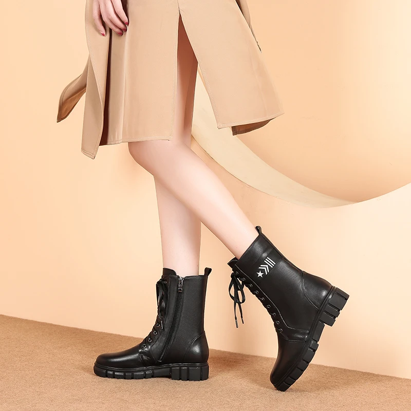 Женские ботинки Martin из натуральной кожи удобная зимняя Байкерская женская обувь