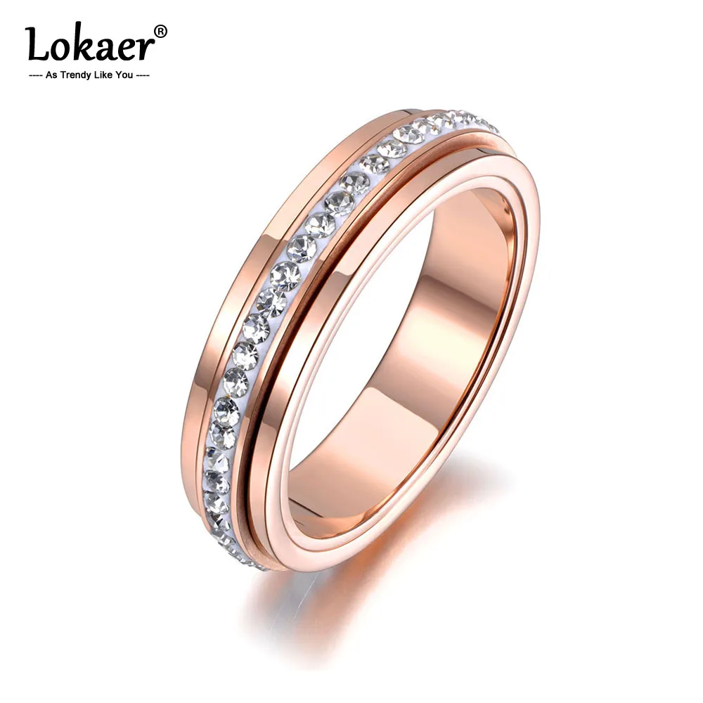 Lokaer новое кольцо из нержавеющей стали с вращающейся глиной для свадьбы розовое