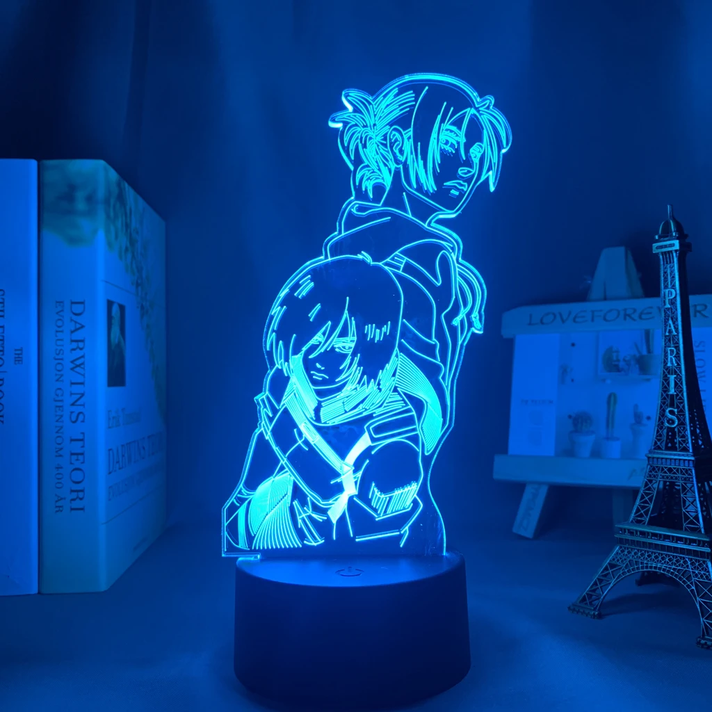 

3d-лампа с аниме «атака на Титанов», декоративное освещение для спальни, светодиодный ночсветильник «атака на Титанов» Mikasa, подарок для дете...