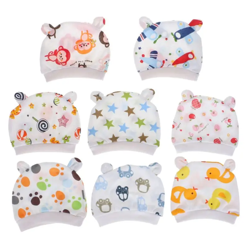 Детская шапка с цветочным принтом милая шапочка для новорожденных мальчиков и
