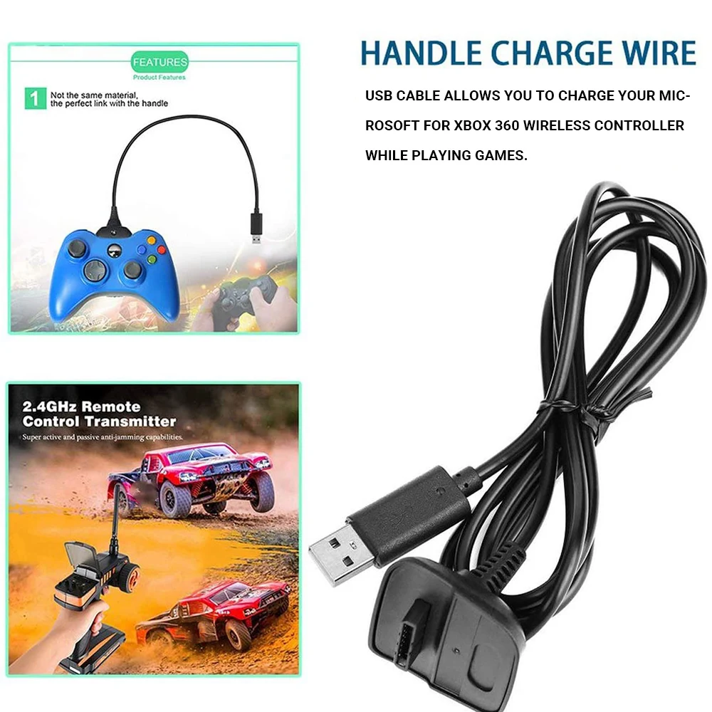 

USB Charging Cable for XBox X360 Wireless Game Controller Wireless Controller Long Portable USB Charging Cord