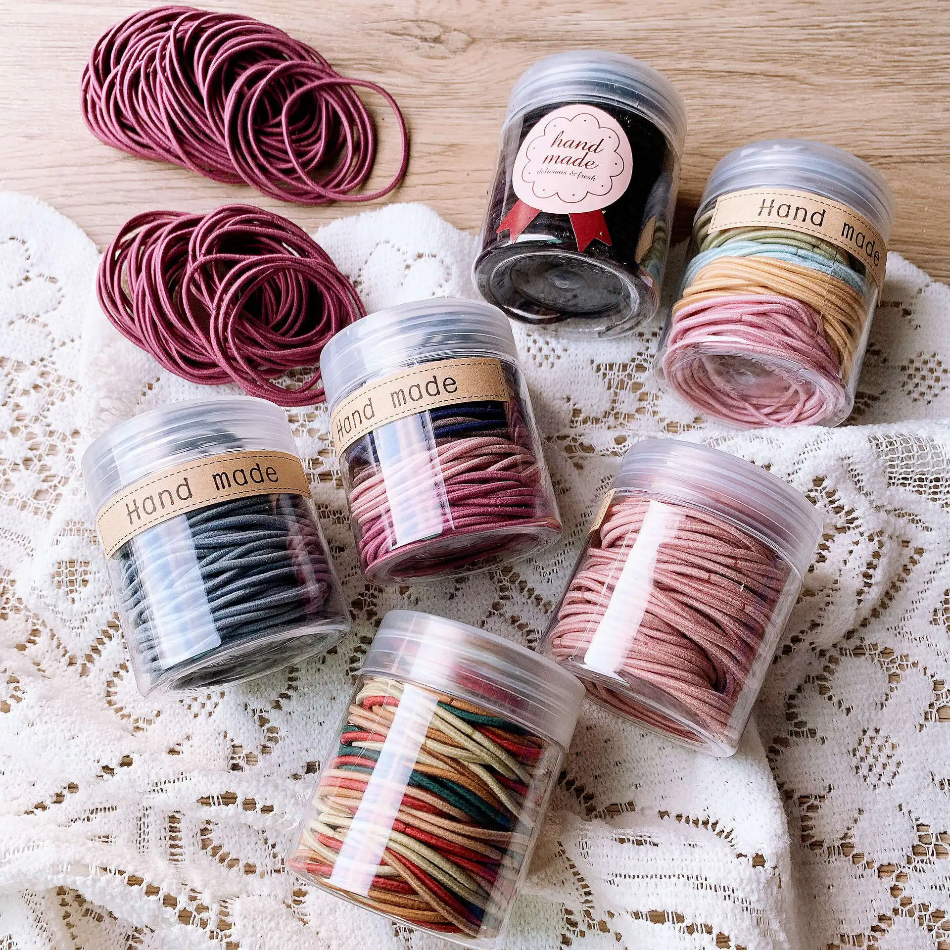 

Оптовая продажа, 100 шт./коробка, резинки для волос карамельных цветов для девочек, детские резинки для волос с мороженым, милые женские аксес...