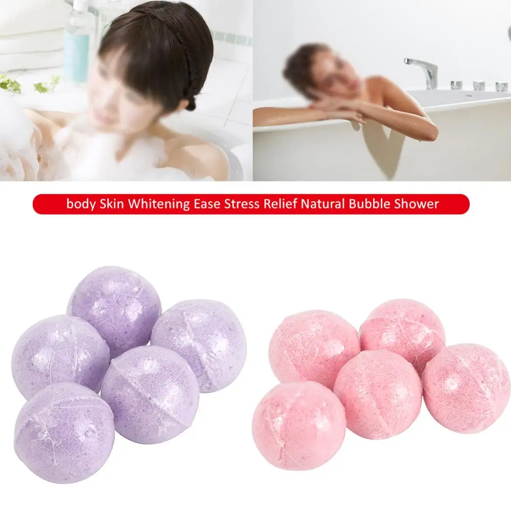 

5pcs Natural Bubble Shower Bombs Ball Bath Salt Ball body Skin Whitening Ease Stress Relief Rose/Green tea/Lavender/Lemon/Milk