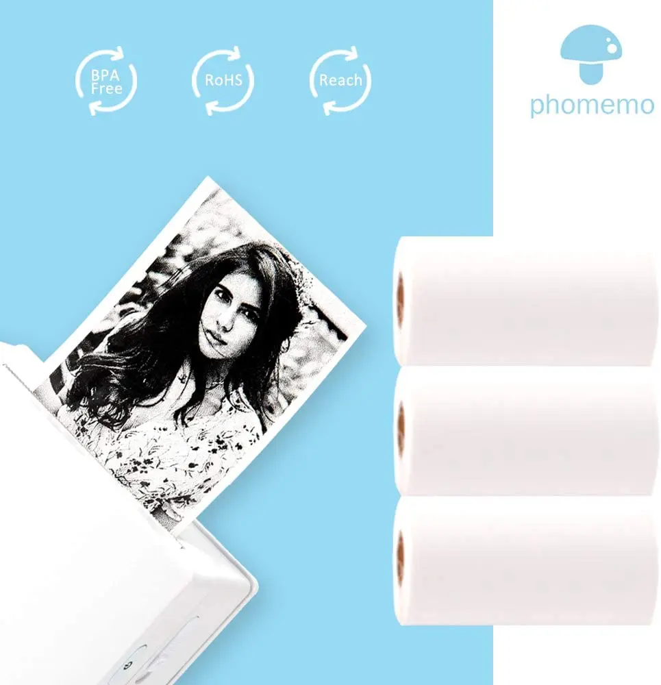 Самоклеящаяся термобумага Phomemo M02 Pro/M02S 3 рулона бумаги 50 мм x 5 м диаметр 30