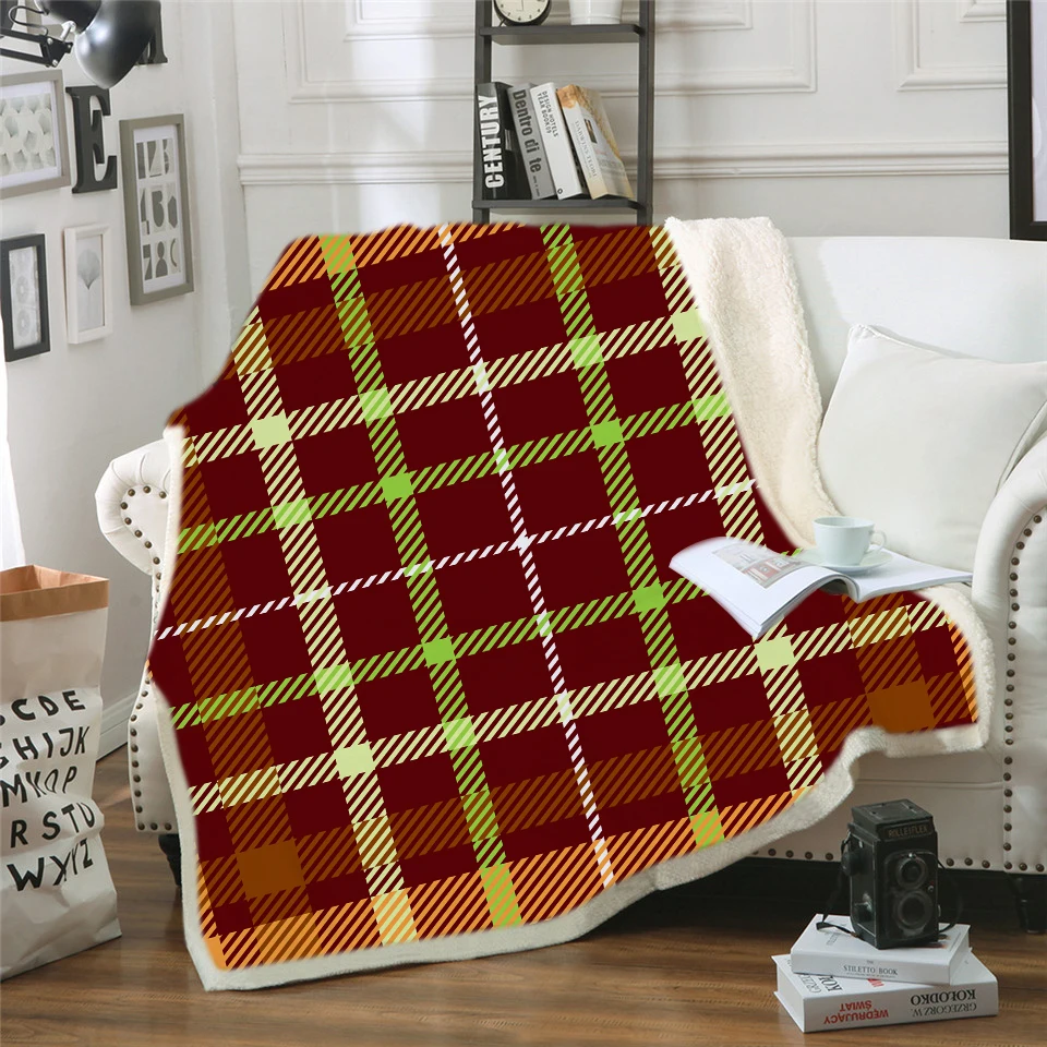 3D цифровая печать шотландский стиль Шерпа флис микрофибра Рождество плюшевые