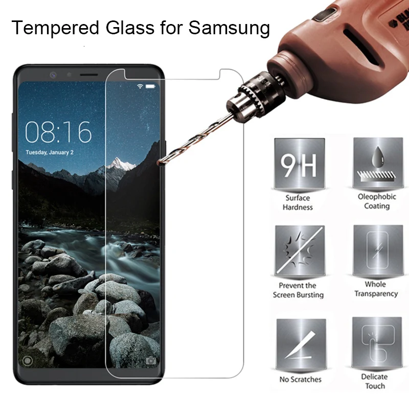 Закаленное стекло для Samsung J2 Pro Core Защитное Galaxy J4 Plus J6 J8 J7 защита экрана | Мобильные